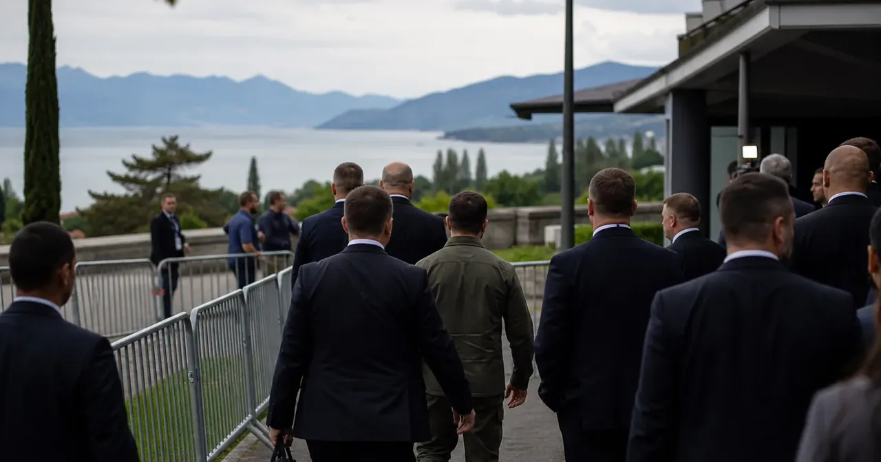 Arrivée diplomatique à Évian derrière barrières ambiance grave au Léman